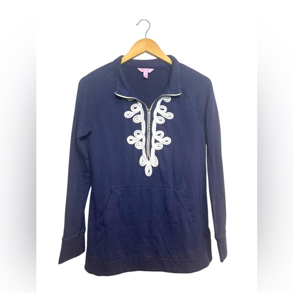 Lilly Pulitzer | Womens Upf 50+ Skipper Tunic Popover In True Navy | Size Small - Picture 3 of 8